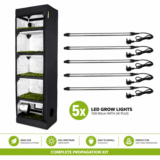 Garden HighPro Probox Propagator Large Complete Propagation Kit (60x40x200cm) + 5 x Gorilla 12W LED Grow Lig