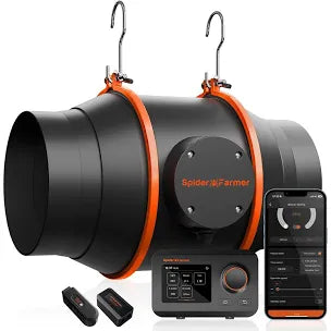 Spider Farmer GGS 6-Inch Inline Duct Fan with Digital Speed Controller | Quiet EC Extractor Fan