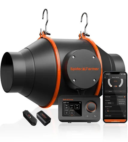 Spider Farmer GGS 4-Inch Inline Duct Fan with Digital Speed Controller | Quiet EC Extractor Fan