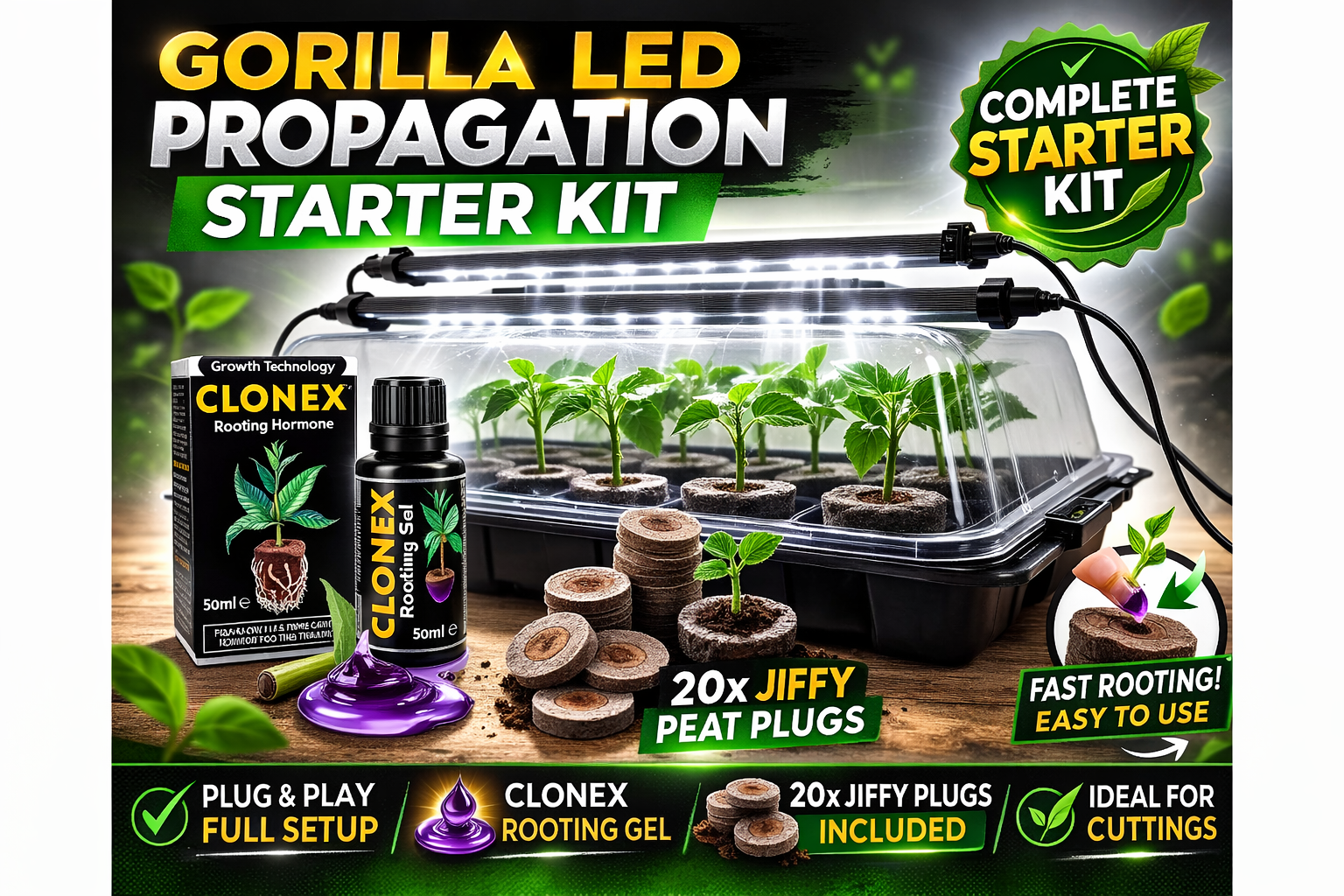 Gorilla LED Propagation Starter Kit – Propagator, Clonex & Jiffy Plugs ...