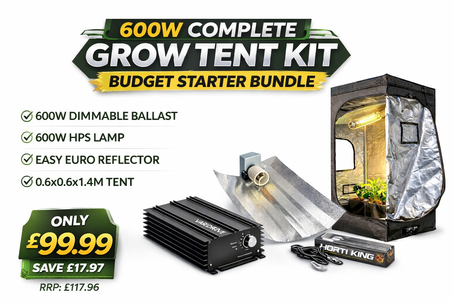 600W Complete Indoor Grow Kit – Full Tent Setup | £99.99